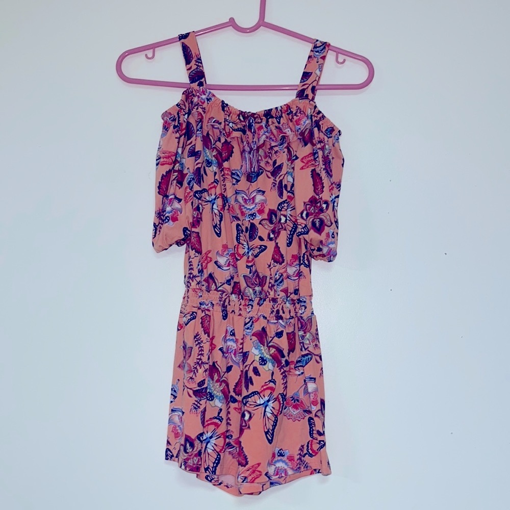 Peach butterfly romper